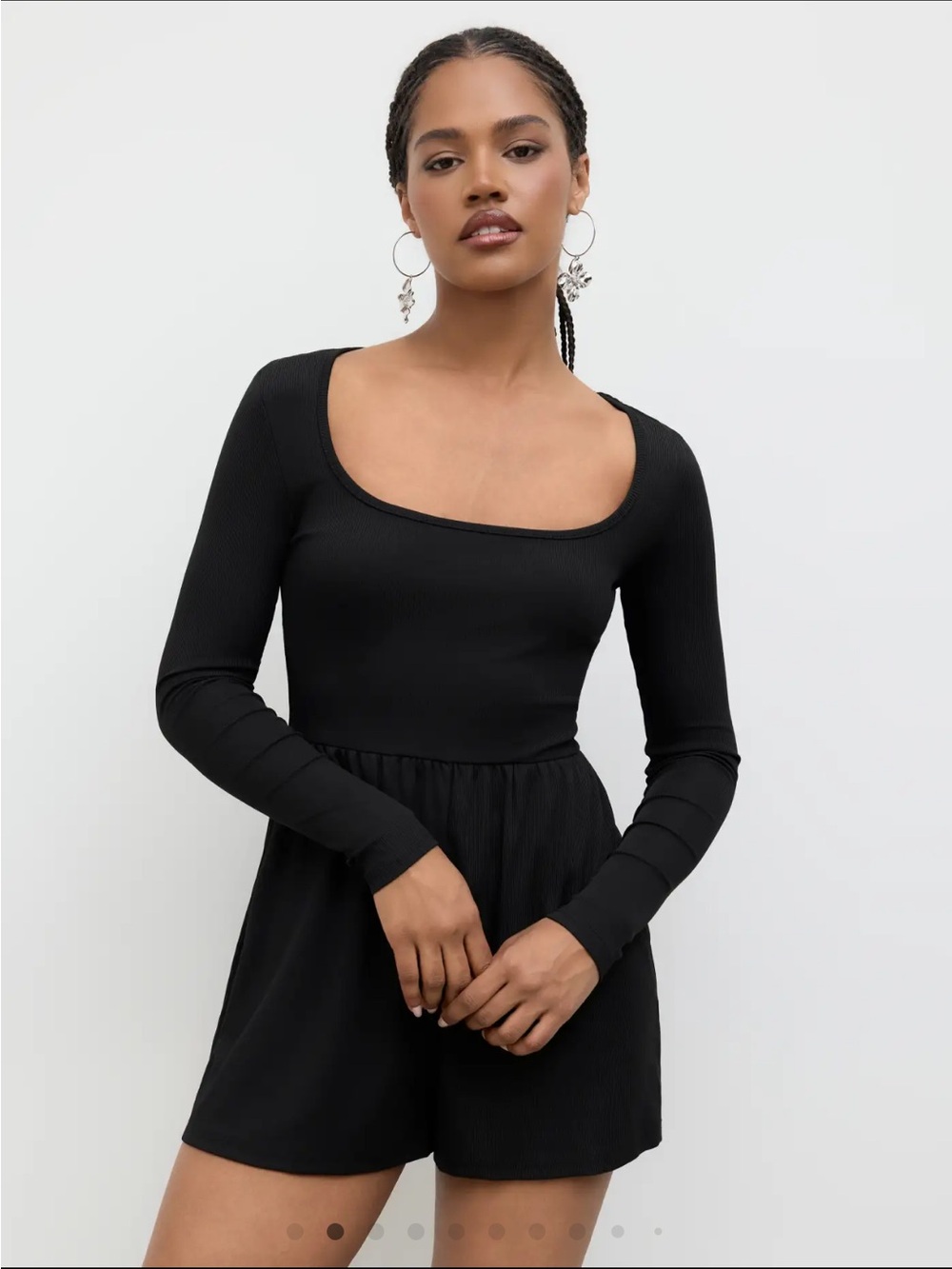 Long-Sleeve Square Neck Romper - Picture 2 of 4
